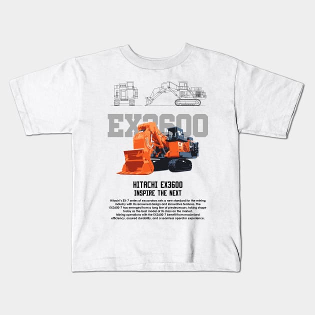 Excavator Kids T-Shirt by plutominer